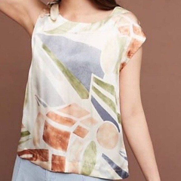 Anthropologie Tops - Anthropologie Maeve Lakeshore 100% Silk Blouse